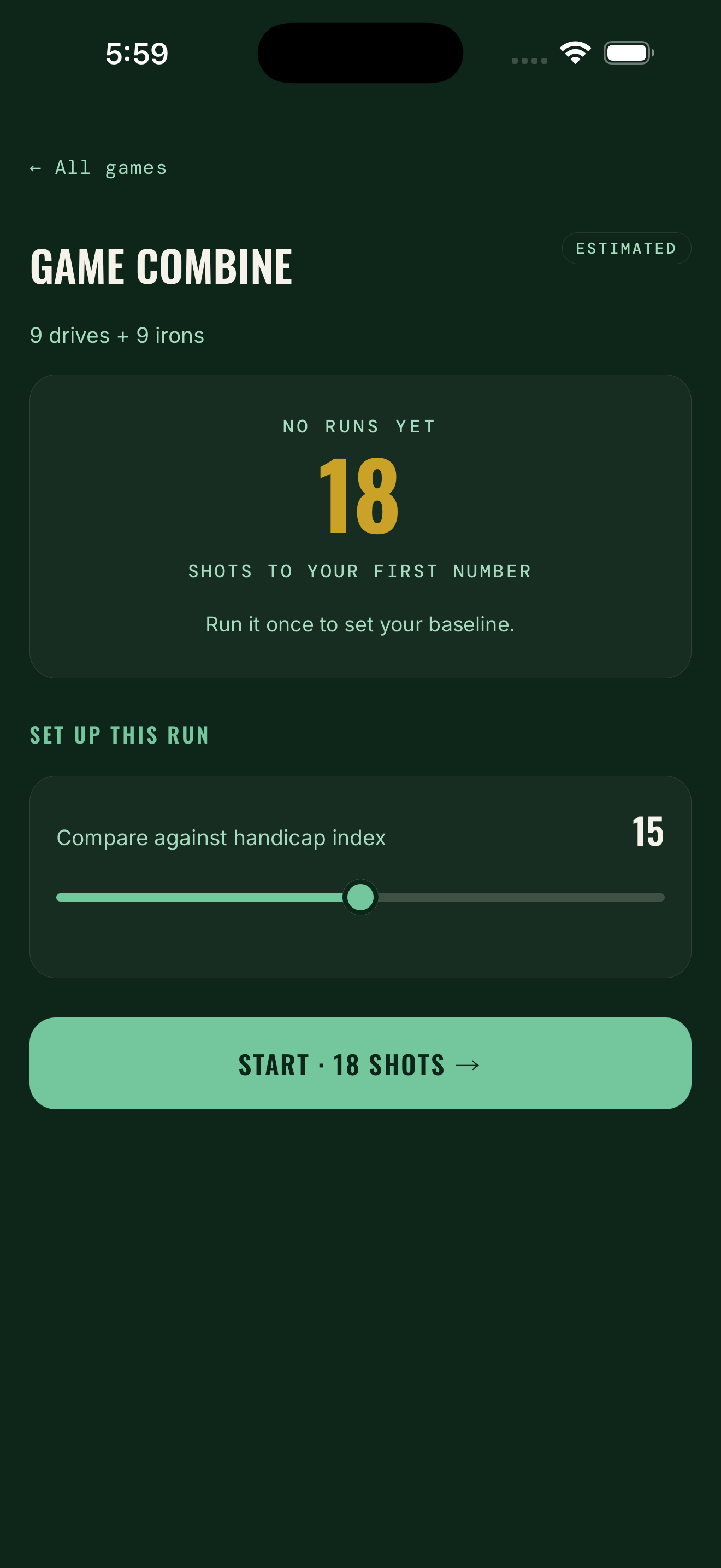 Game Combine scoring alternating drives and mid-irons